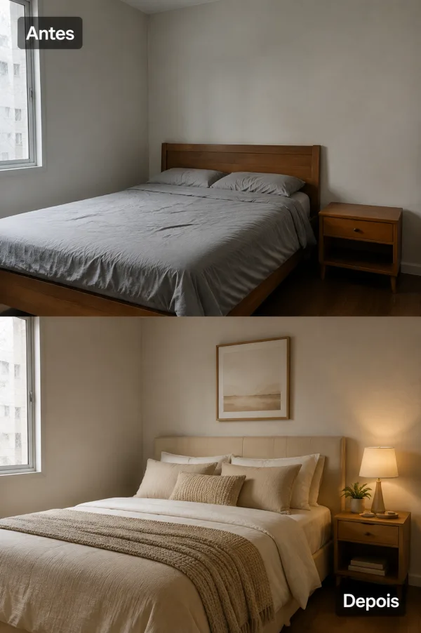 Concorrente mostrando transformação de um quarto